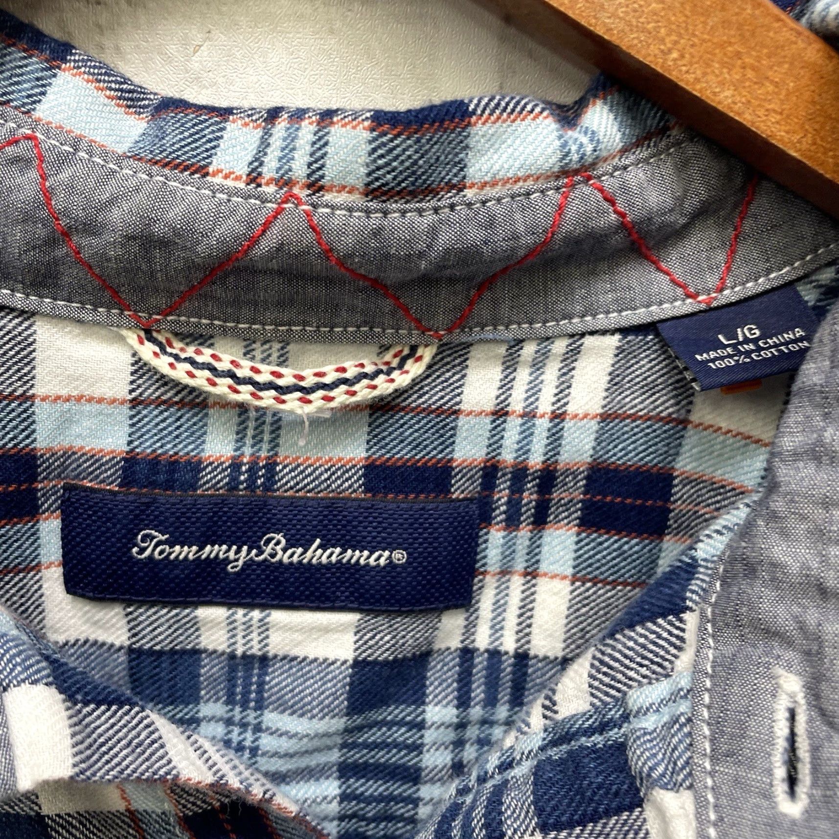 Tommy Bahama Tommy Bahama Blue Plaid Short Sleeve Button-Up Shirt Mens L Size US L / EU 52-54 / 3 - 4 Thumbnail