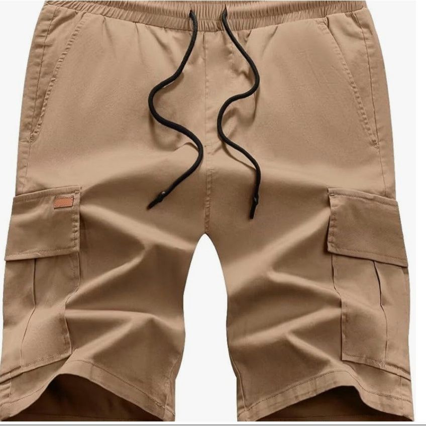 The Unbranded Brand Mens Cargo Shorts Elastic Drawstring with 6 Pockets 42 Beige Size US 42 / EU 58 - 6 Thumbnail