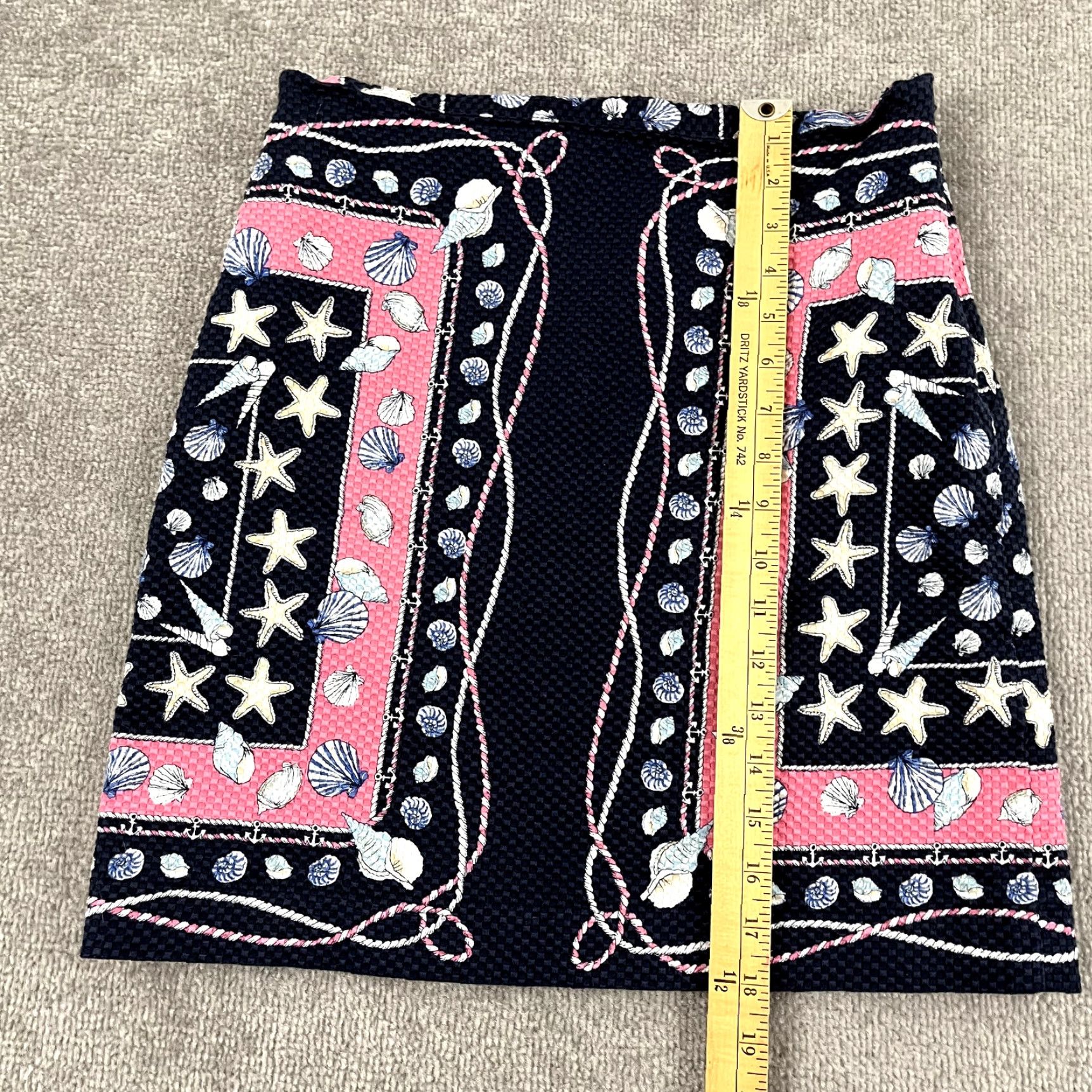 Talbots TALBOTS Skirt Womens Size 2 Blue White Shells Starfish Beach Coastal Preppy 18" Midi Multicolor Geometric Lined Zip Size 26" / US 2 / IT 38 - 3 Thumbnail
