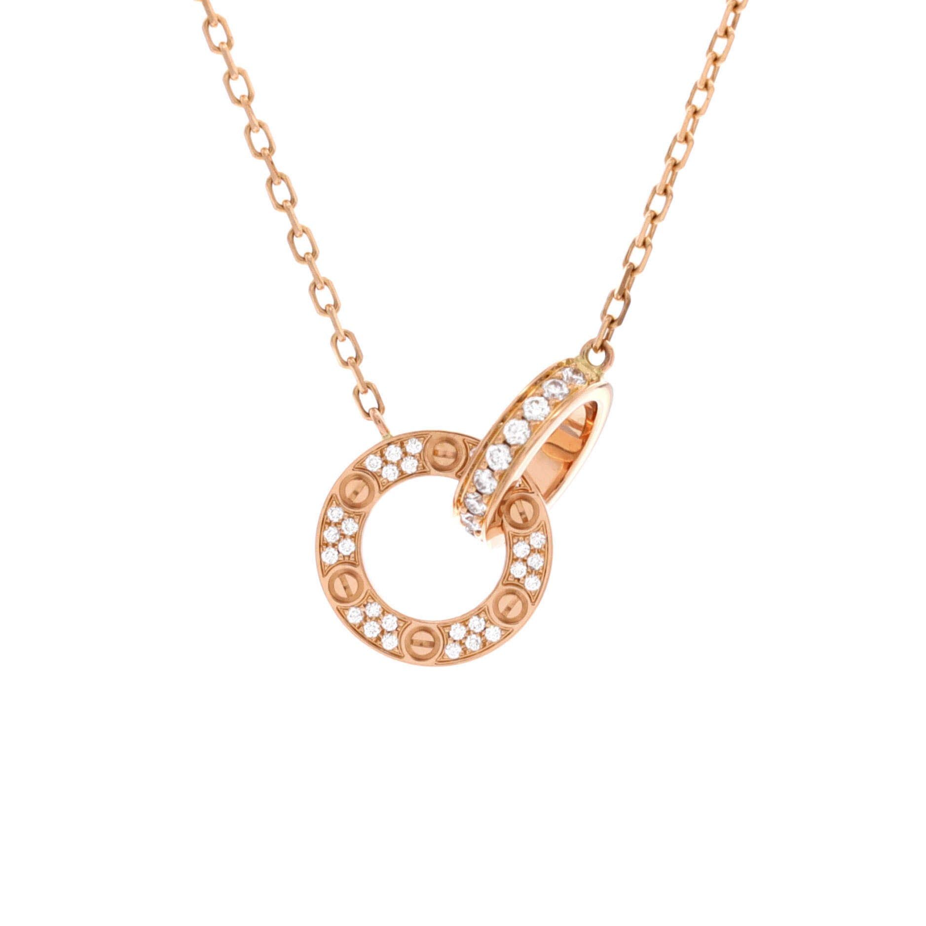 Cartier Love Interlocking Pave Necklace Size ONE SIZE - 1 Thumbnail