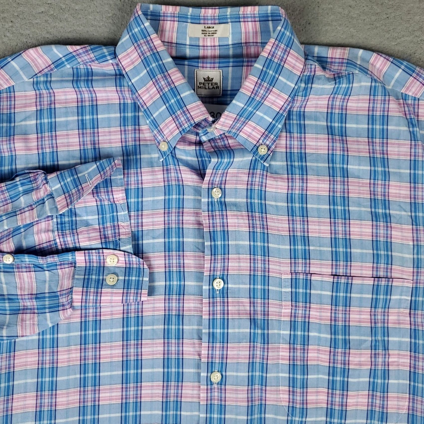 Peter Millar Peter Millar Shirt Mens Large Pink Blue Plaid Button Up Long Sleeve Size US L / EU 52-54 / 3 - 2 Thumbnail