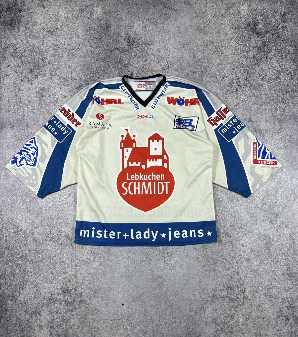 Ccm Vintage CCM Nurnberg Ice Tigers 19 Leeb Hockey Jersey Rare Size US XXL / EU 58 / 5 - 1 Thumbnail