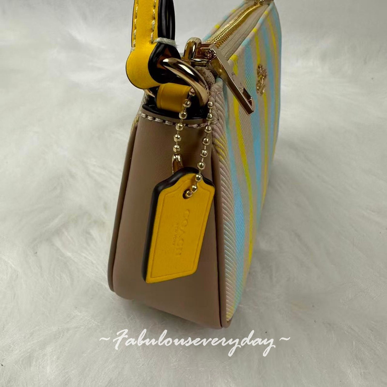 Coach Coach Nolita 19 Plaid Print Shoulder Wristlet Bright Maize Size ONE SIZE - 3 Thumbnail