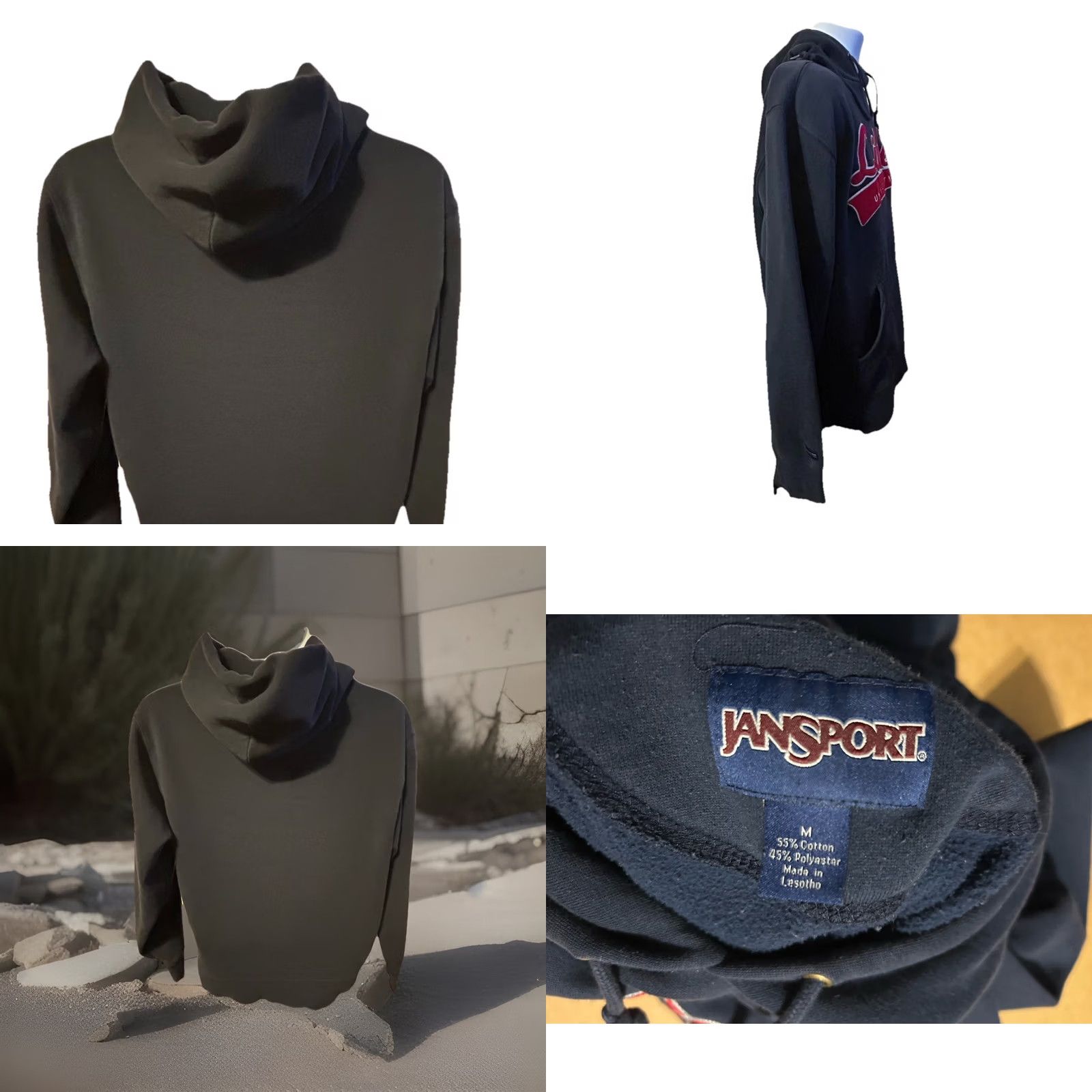 Jansport VTG Liberty University Hoodie Pullover Adult M Navy Blue Drawstring Logo 2000s University Jeans? Size US M / EU 48-50 / 2 - 8 Thumbnail