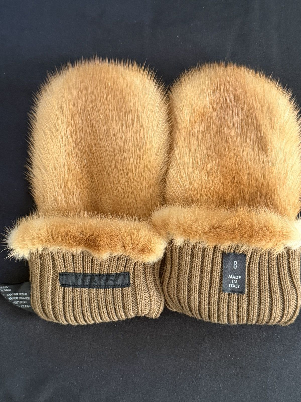 Prada Mink Fur Wool Knitted Mittens 8 Size ONE SIZE - 4 Thumbnail