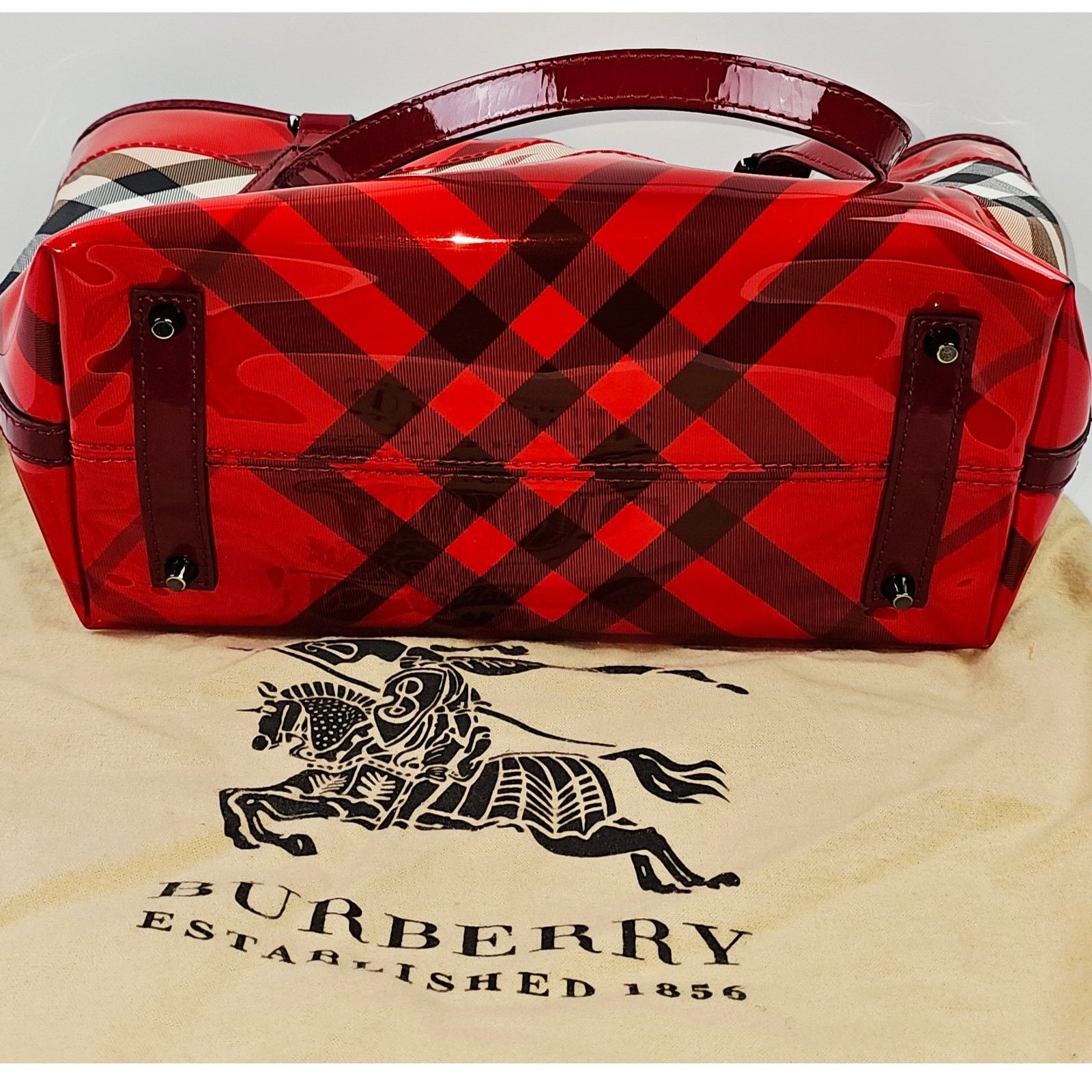 Burberry Burberry Red Nova Check Coated Canvas/Vinyl Tote Size ONE SIZE - 4 Thumbnail
