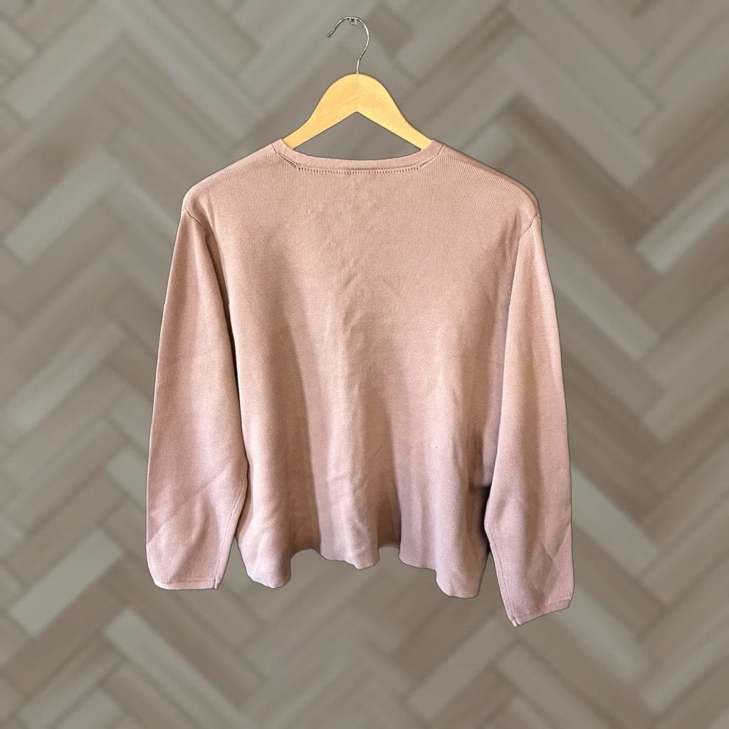 J. Jill VINTAGE Y2K J. Jill Womens Pink Knit Long Sleeve Button Up Cardigan Sweater Shirt 2X Size XXL / US 16-18 / IT 52-54 - 1 Thumbnail