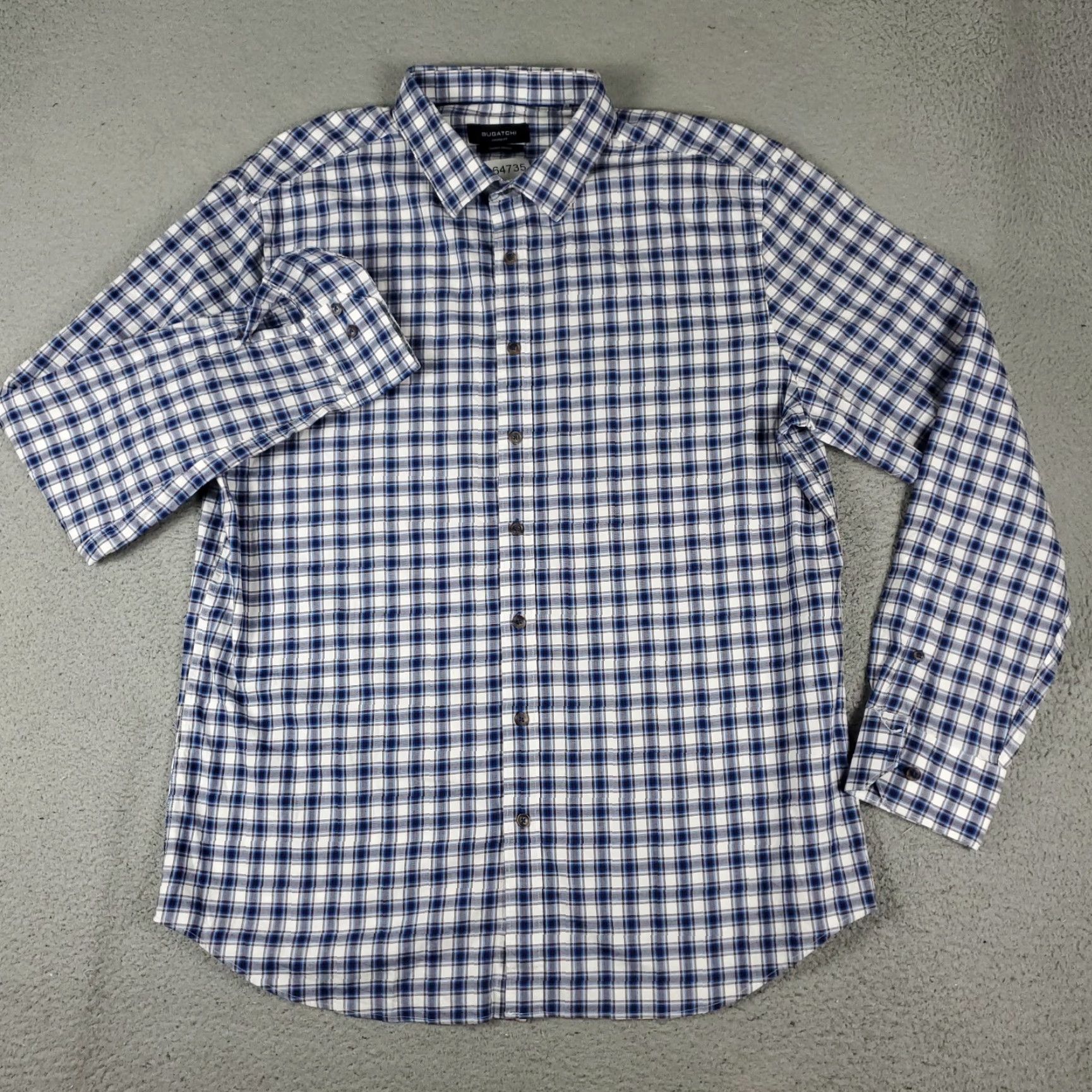 BUGATCHI Bugatchi Uomo Shirt Mens 2XL Blue Plaid Button Up Long Sleeve Size US XXL / EU 58 / 5 - 2 Thumbnail