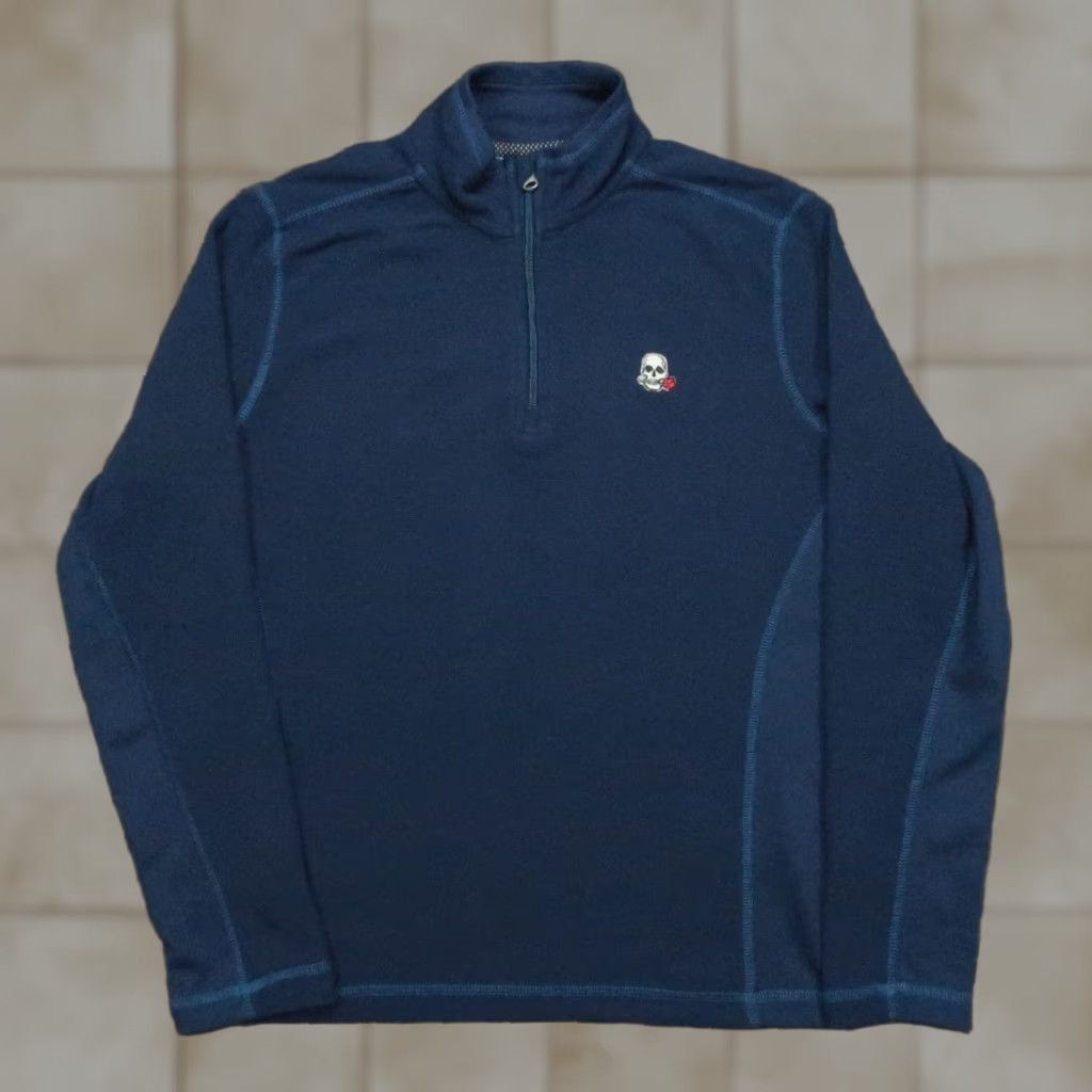 Robert Graham Robert Graham Sweater Men Small Blue Skull Rose Quarter Zip Pullover Classic Fit Size US S / EU 44-46 / 1 - 1 Thumbnail