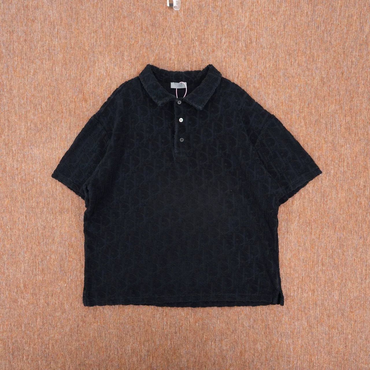 Dior DIOR Black All-Over Logo Terry T-Shirt Size US L / EU 52-54 / 3 - 1 Thumbnail