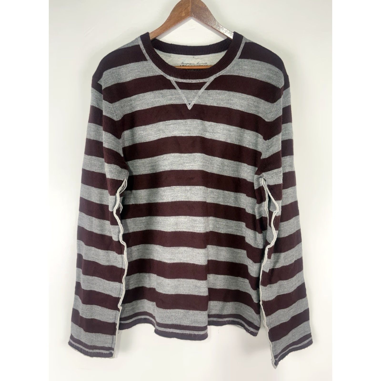 Aeropostale Aeropostale Sweater Shirt Men L Striped Lined Crew Neck Long Sleeve 90s Classic Pullover Burgundy/Gray Size L Size US L / EU 52-54 / 3 - 2 Thumbnail