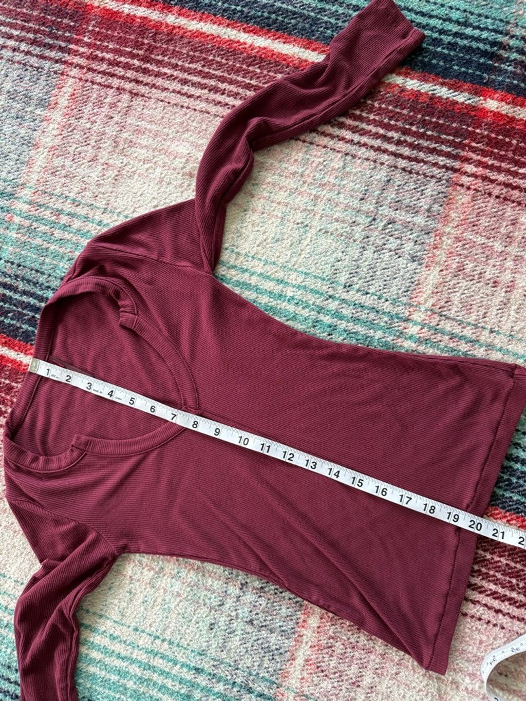 SKIMS Women's SKIMS Burgundy Ribbed Long Sleeve Top XS Size XS / US 0-2 / IT 36-38 - 6 Thumbnail