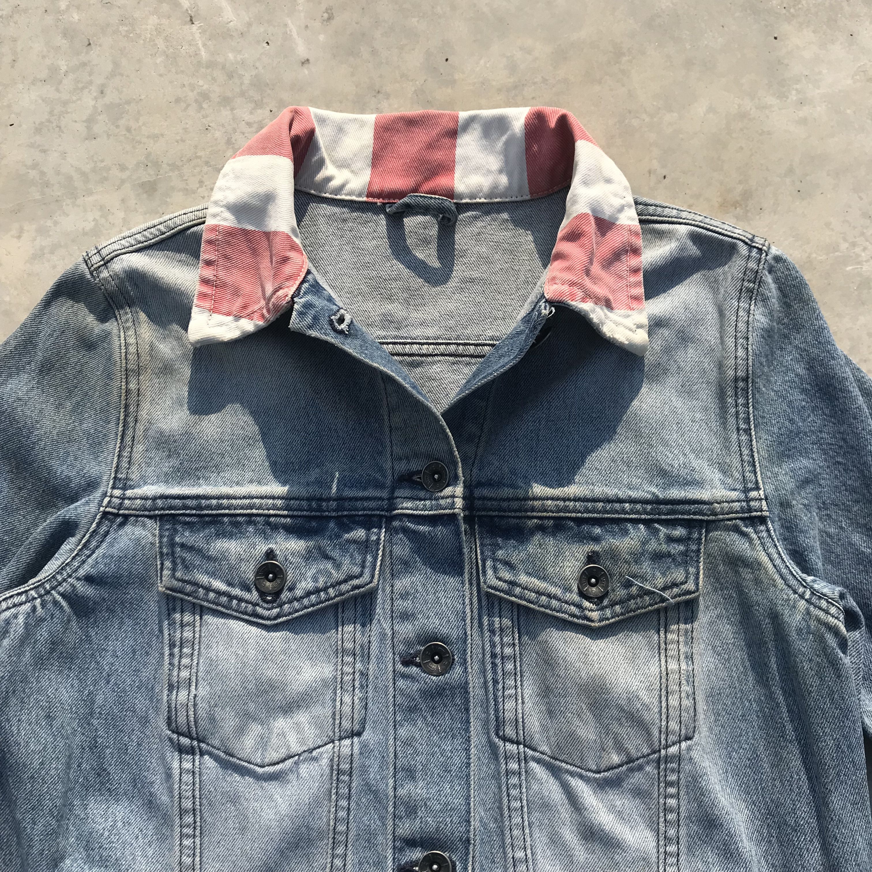 Vans Vintage Vans Trucker jacket blue grey jeans Colar Stripes Size US M / EU 48-50 / 2 - 17 Thumbnail