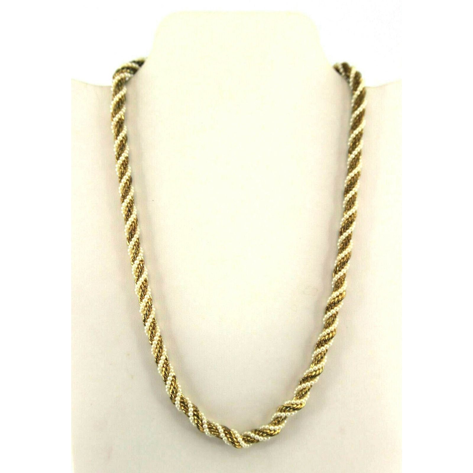 Other Elegant Faux Seed Pearl & Golden Twist Chain Rope Necklace Size ONE SIZE - 3 Thumbnail