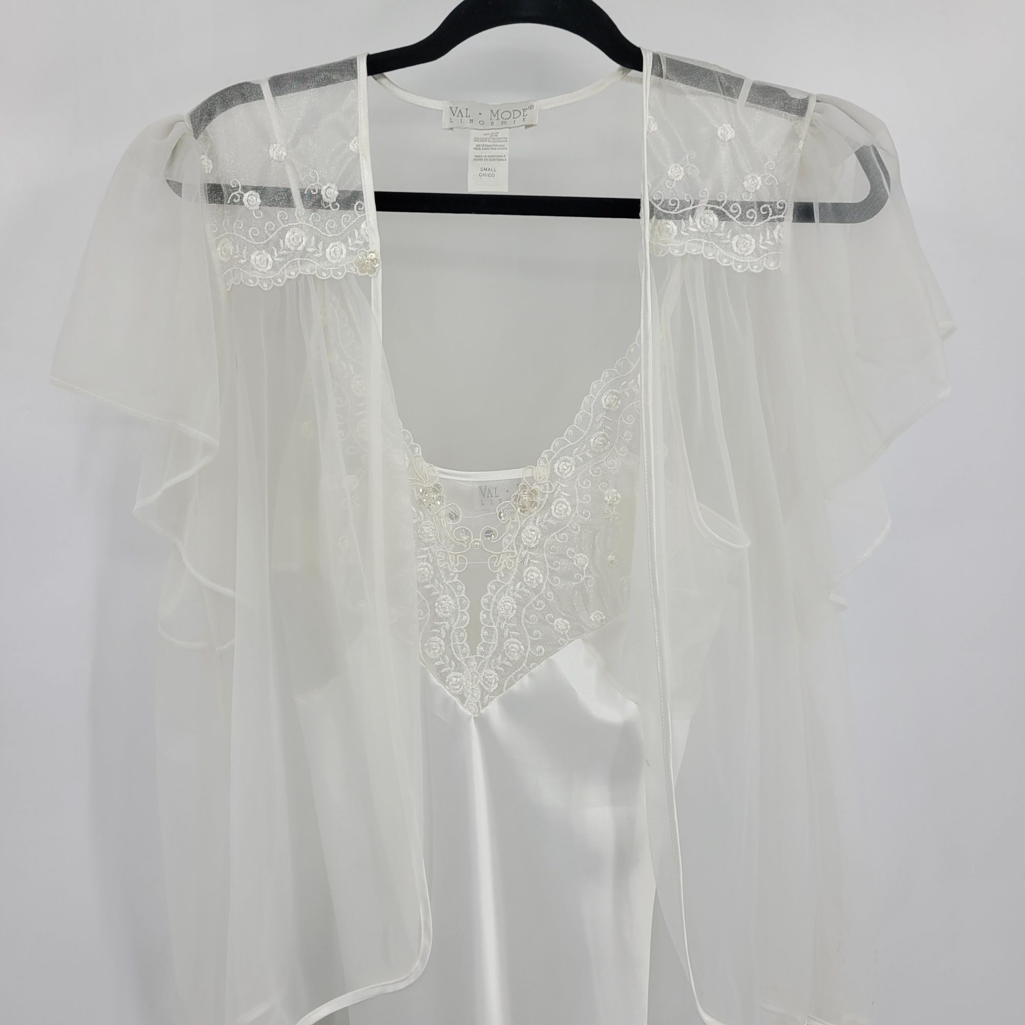 Vintage Vtg Lingerie Peignoir Negligee Set White Sz S Sheer Robe Mer Size ONE SIZE - 6 Thumbnail
