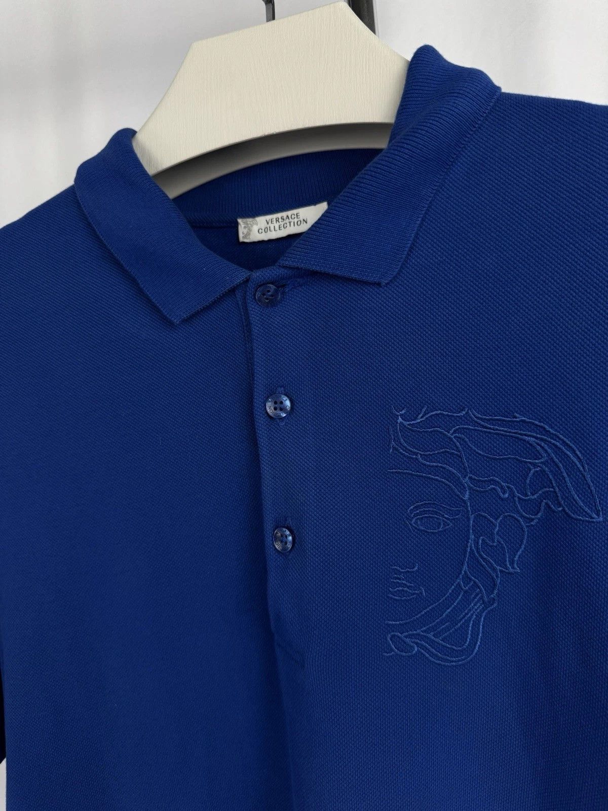 Versace Versace Men's Designer Polo – Blue with Embroidered Medusa Size US XL / EU 56 / 4 - 4 Thumbnail