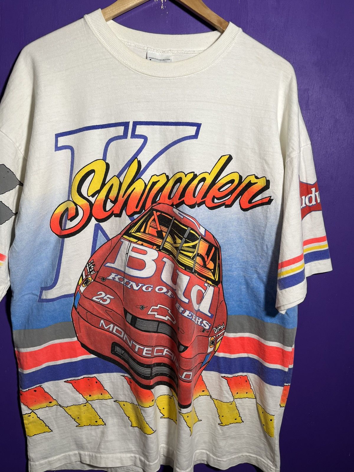NASCAR × Vintage Vintage 1995 Kyle Schrader Budweiser nascar AOP t-shirt Size US XL / EU 56 / 4 - 3 Thumbnail