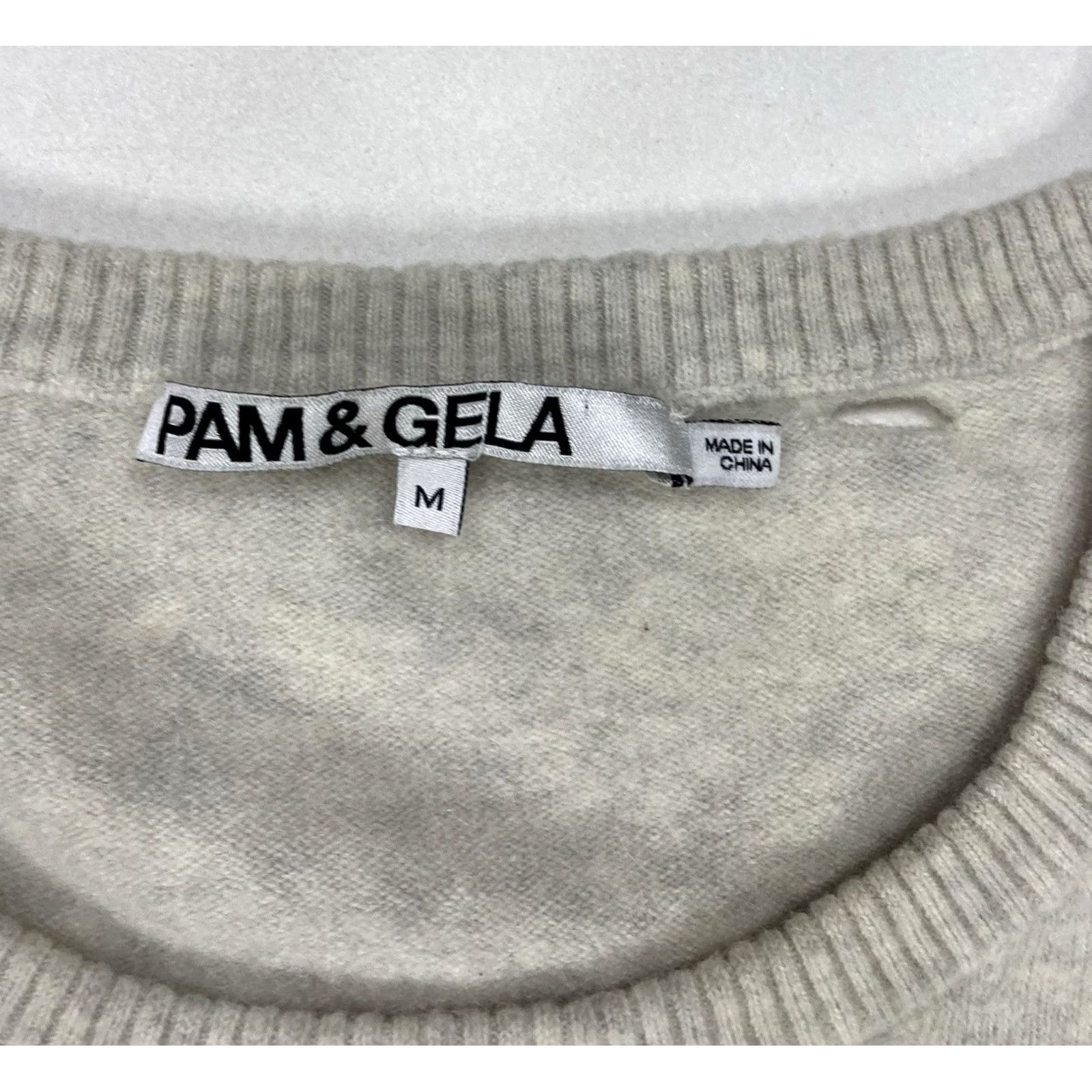 Vintage Pam & Gela Distressed Wool Blend Crewneck Sweater Women Medium Gray Long Sleeve Size M / US 6-8 / IT 42-44 - 7 Thumbnail