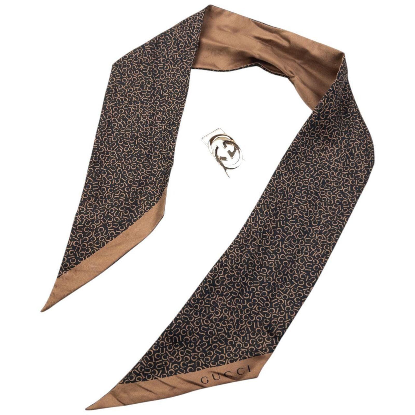 Gucci Vintage 2000s Gucci Monogram Silk Neck Scarf Size ONE SIZE - 7 Thumbnail