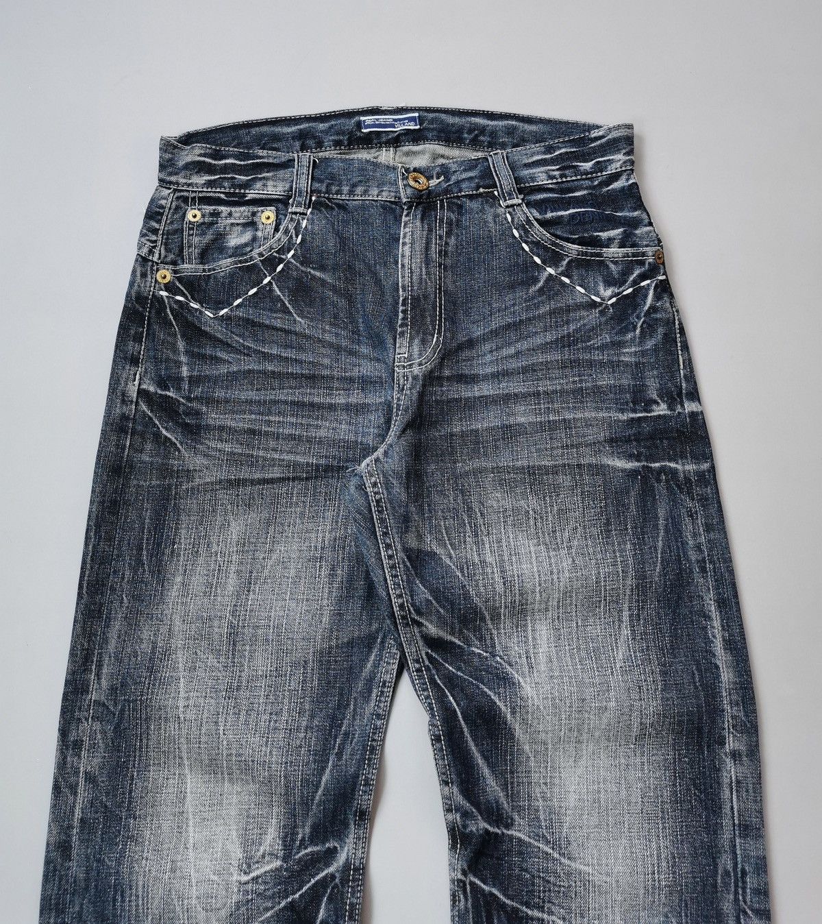 Le Grande Bleu (L.G.B.) Villand Whiskering w/studded Pocket Denim Jeans Size US 32 / EU 48 - 4 Thumbnail