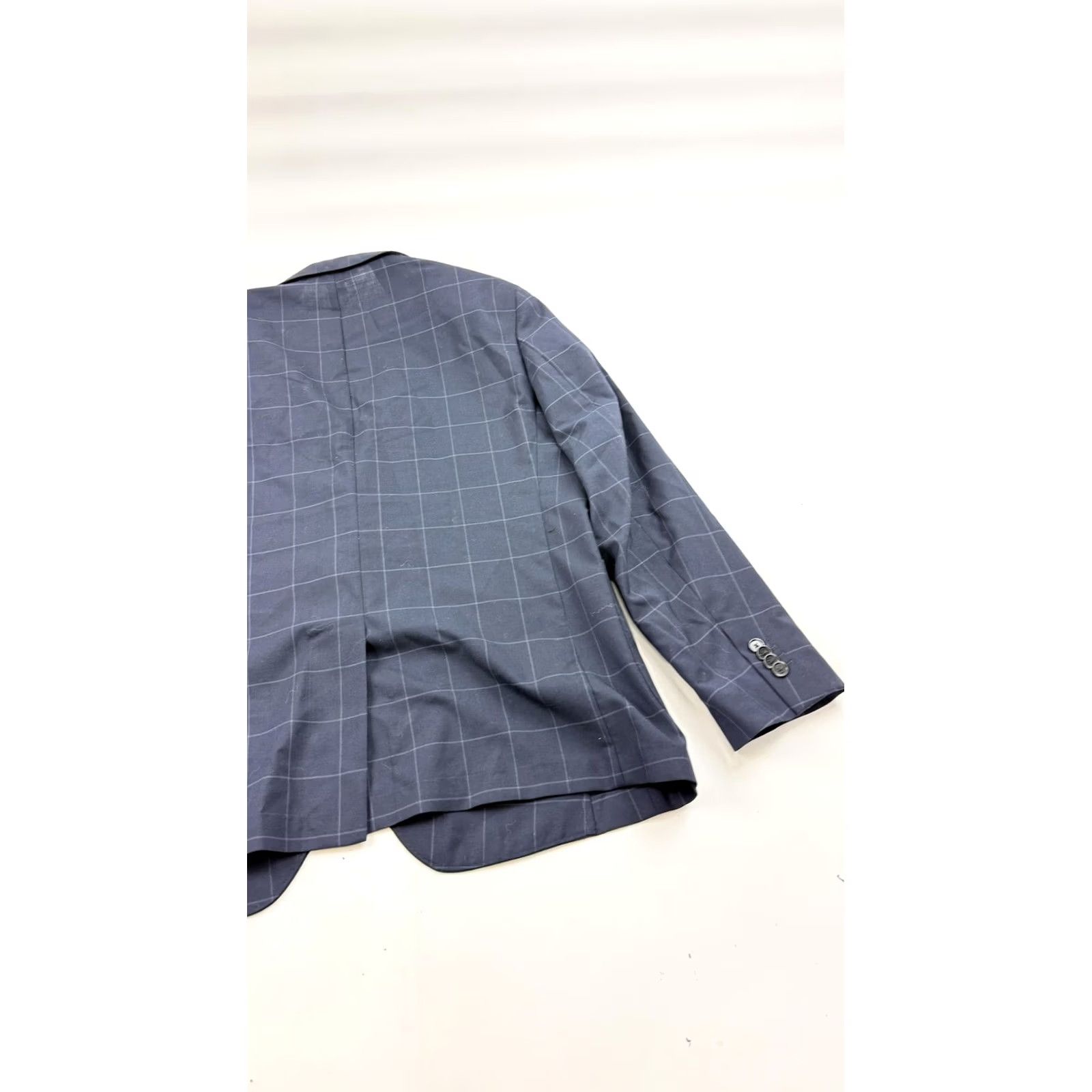 Banana Republic Banana Republic Coat Mens 44 Blazer 44R Navy Windowpane Check Two Button Sport Size 44R - 6 Thumbnail