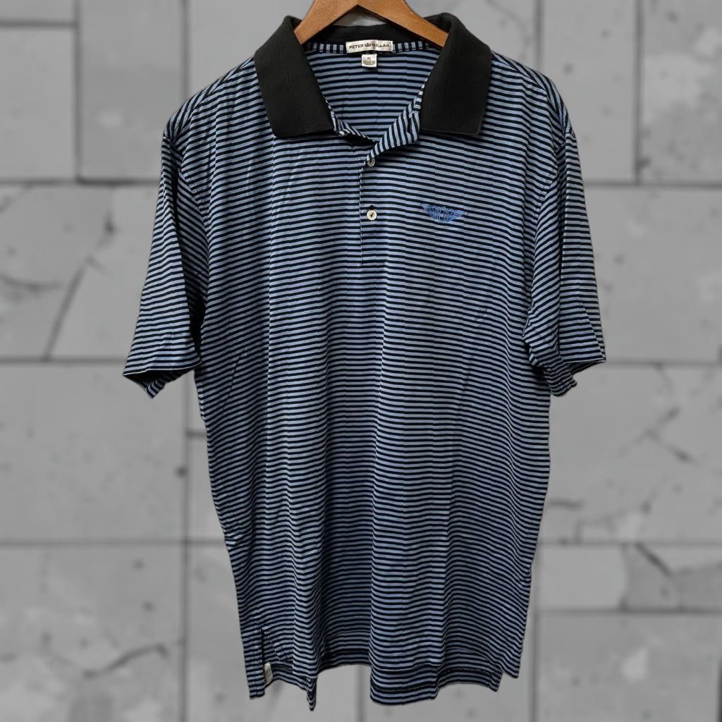 Peter Millar Peter Millar Polo Shirt Mens XL 100% Cotton Blue Striped Golf Size US XL / EU 56 / 4 - 1 Thumbnail