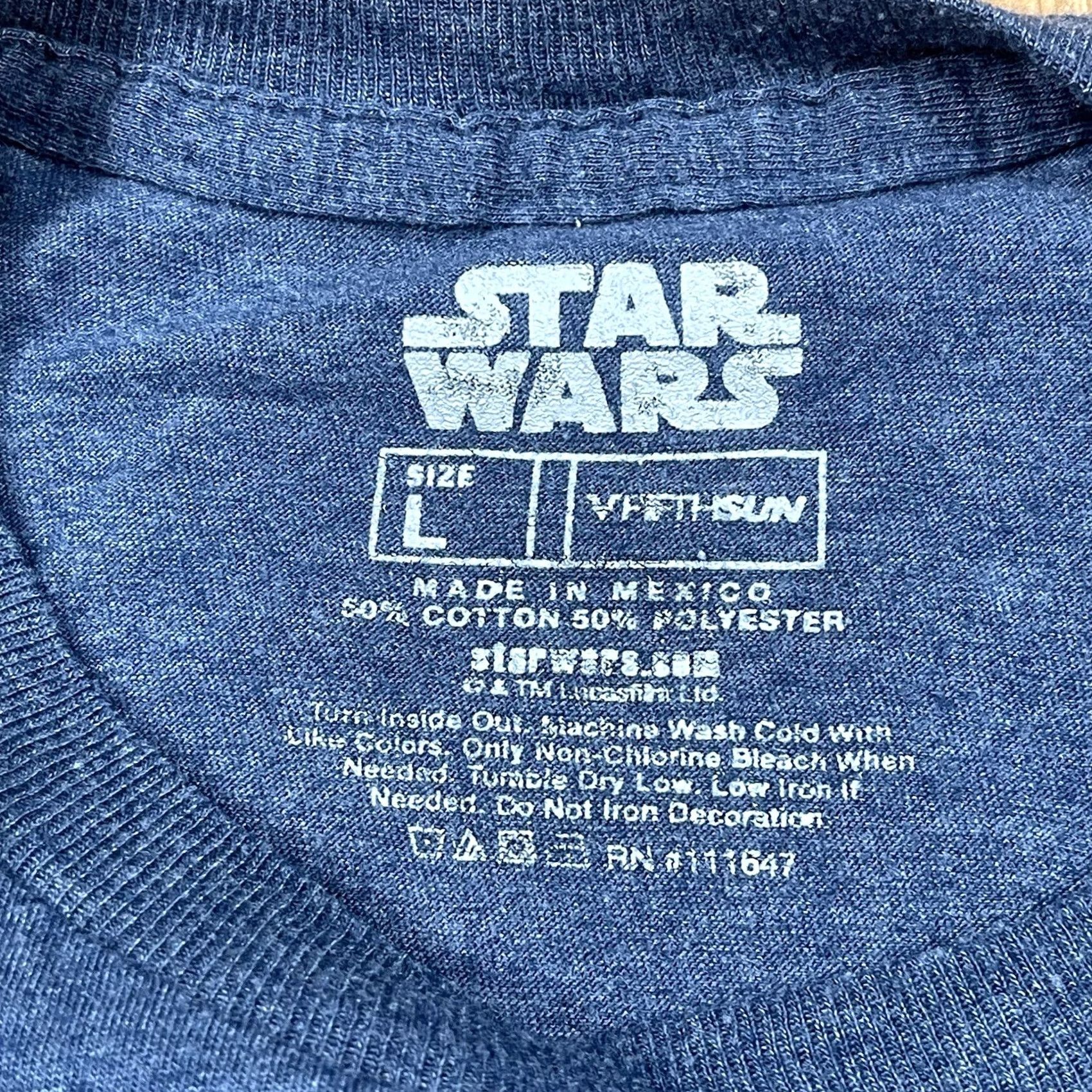 Star Wars Star Wars Graphics T-Shirt Mens L Blue Crewneck Short Sleeve Cotton Polyester Knit Logo Print Regular Size US L / EU 52-54 / 3 - 7 Thumbnail
