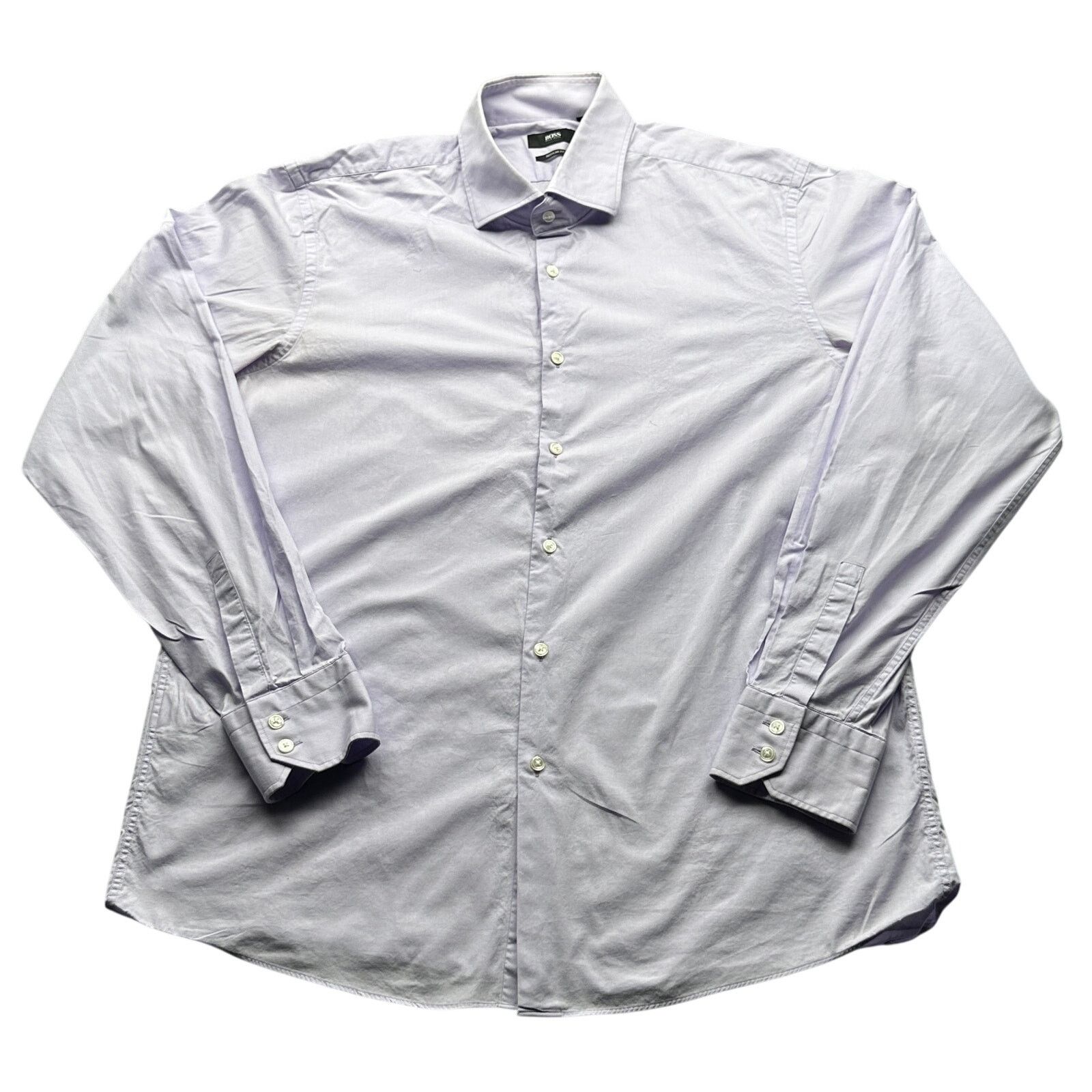 Hugo Boss Boss Hugo Boss Button Purple Dress Shirt Mens 17.5 36/37 XL Size US XL / EU 56 / 4 - 1 Thumbnail