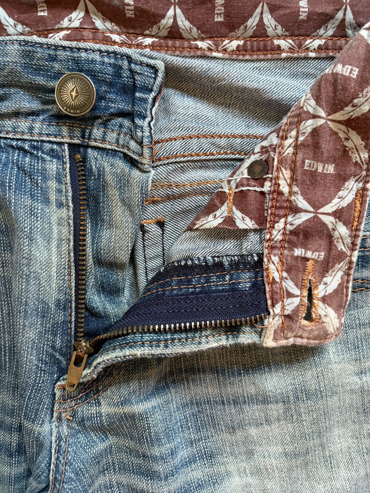 Edwin × Japanese Brand Exclusive Vintage Edwin Mud Wash Ripped Flare Jean Size US 31 - 9 Thumbnail