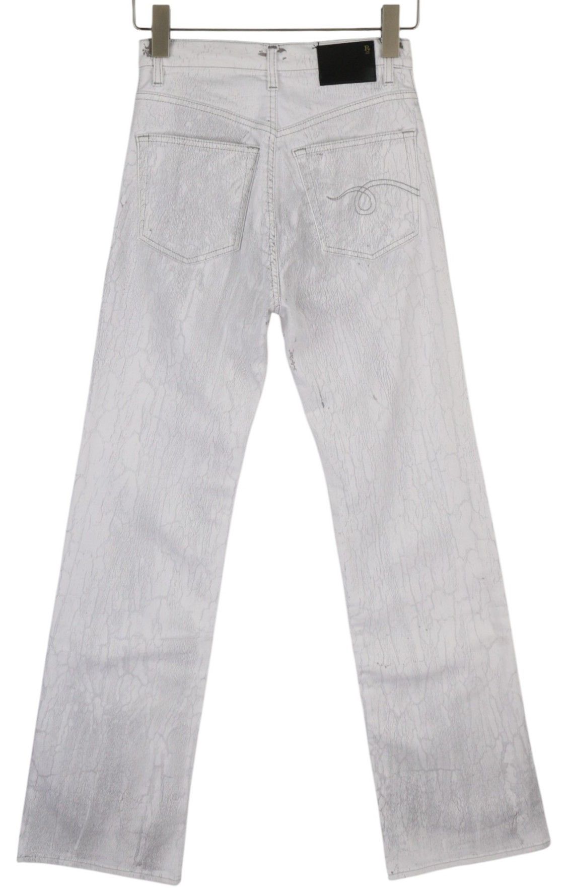 R13 JANE 26 Crackled Grey Slim Straight Stretch Long 85787 Size 26" / US 2 / IT 38 - 3 Thumbnail