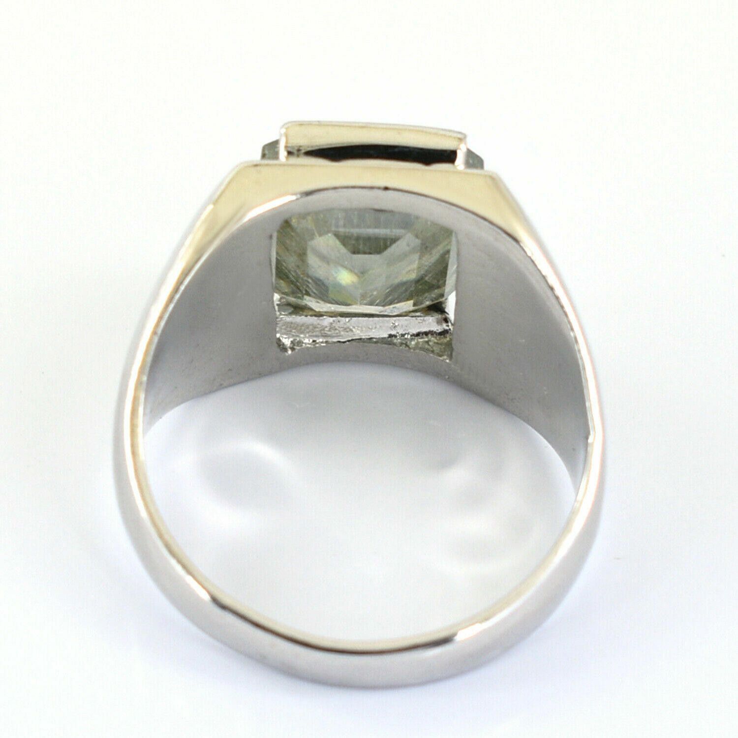 Handmade Mens Hand Made Silver Emerald Cut Blue Diamond Ring 8.3 Cts Size ONE SIZE - 3 Thumbnail