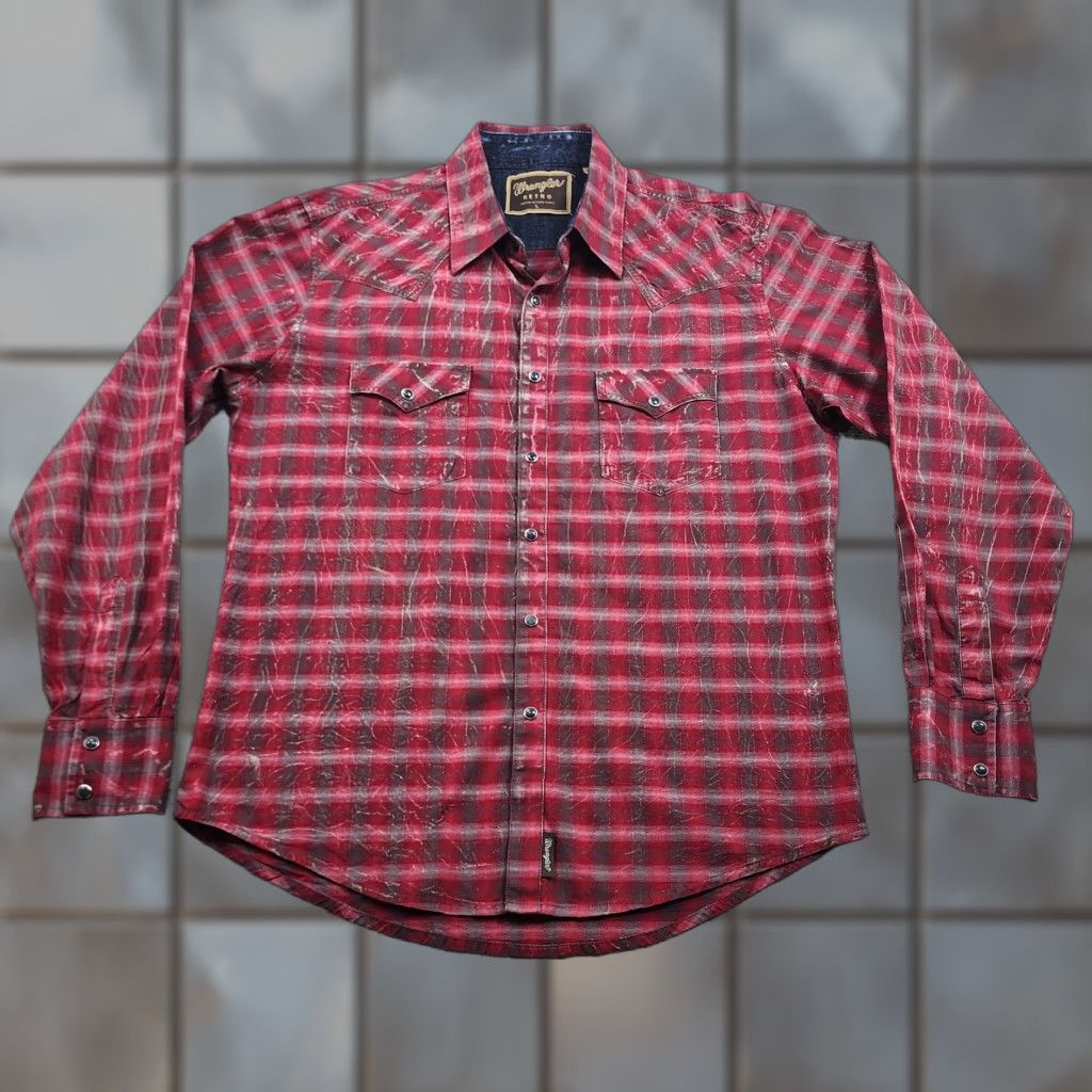 Wrangler VINTAGE Wrangler Retro Shirt Mens Large Red Plaid Western MVR154M Pearl Snap Long Sleeve Size US L / EU 52-54 / 3 - 1 Thumbnail