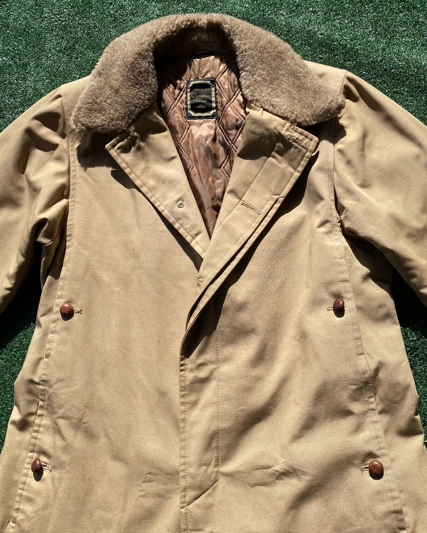 Christian Dior Monsieur 80s Christian Dior Faux Fur Collar Lined Trench Coat Large Size US L / EU 52-54 / 3 - 3 Thumbnail