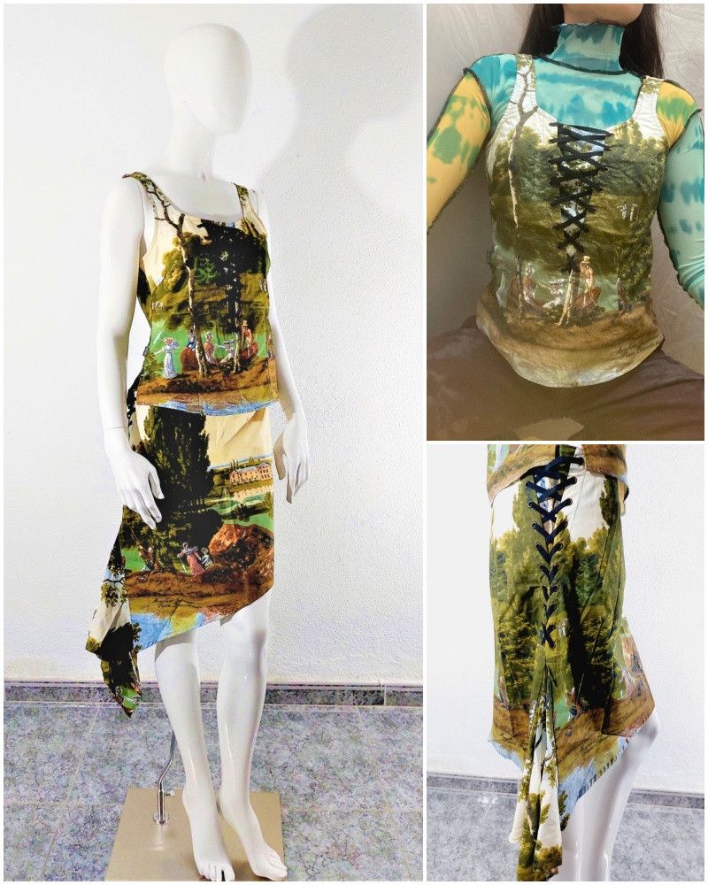 image of Moschino Pierre Lecomte Painting Baroque Corset Dress, Women's (Size Medium)