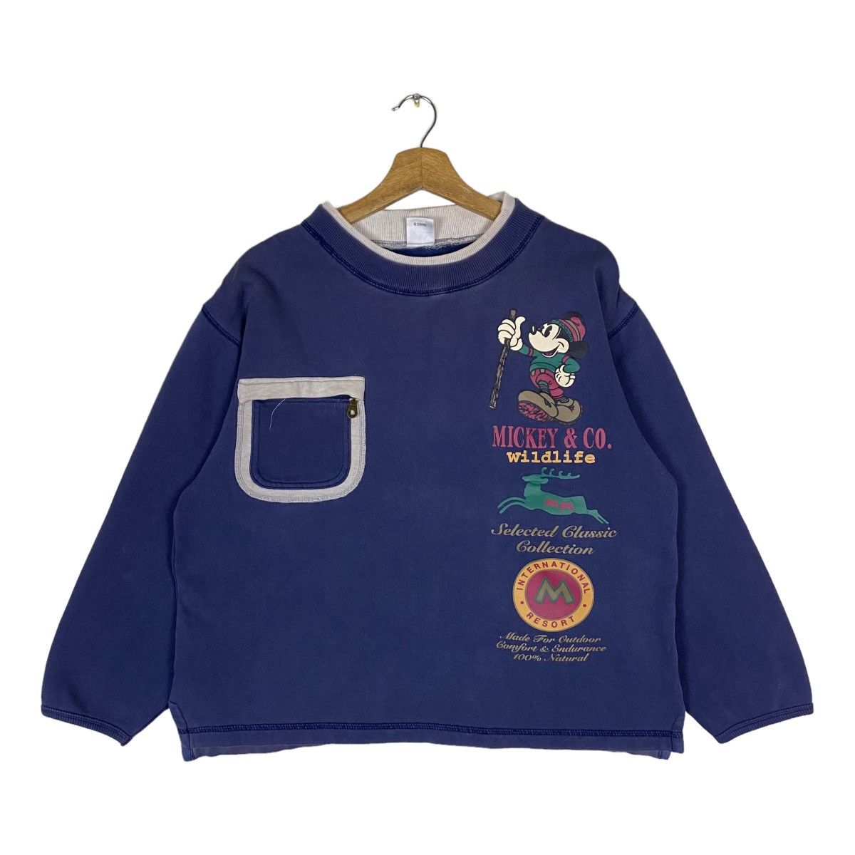 image of Vintage Disney Mickey & Co Wildlife Pullover Jumper in Navy, Women's (Size Medium)