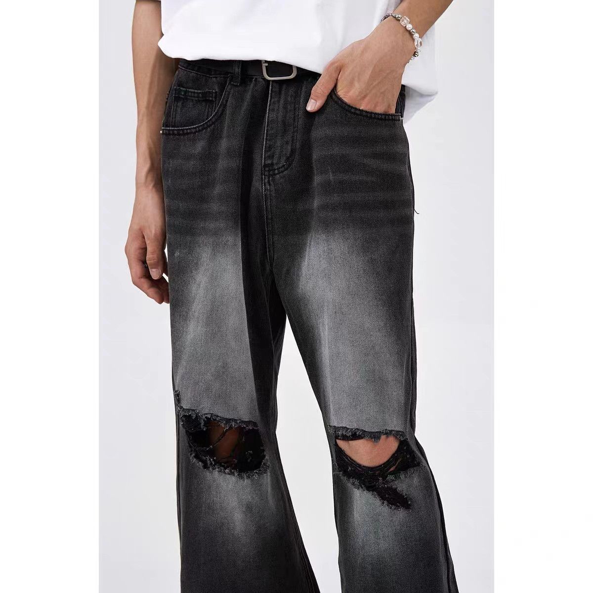 Designer × Japanese Brand Vintage Distressed Straight Relaxed Wide-Leg Jeans Size US 32 / EU 48 - 3 Thumbnail