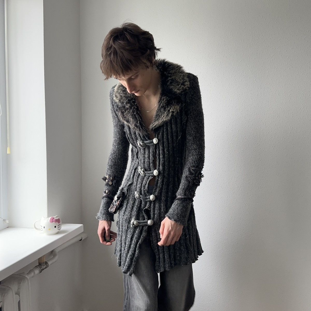 Hysteric Glamour × Undercover Gothic Napoleon Faux Fur Cardigan Sweater Sarah Pacini Vibe Size M / US 6-8 / IT 42-44 - 3 Thumbnail