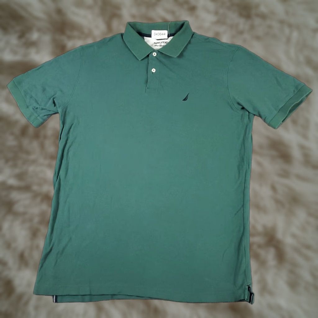 Nautica Nautica Polo Shirt Adult Large Green Solid Short Sleeve Casual Mens Size US L / EU 52-54 / 3 - 1 Thumbnail