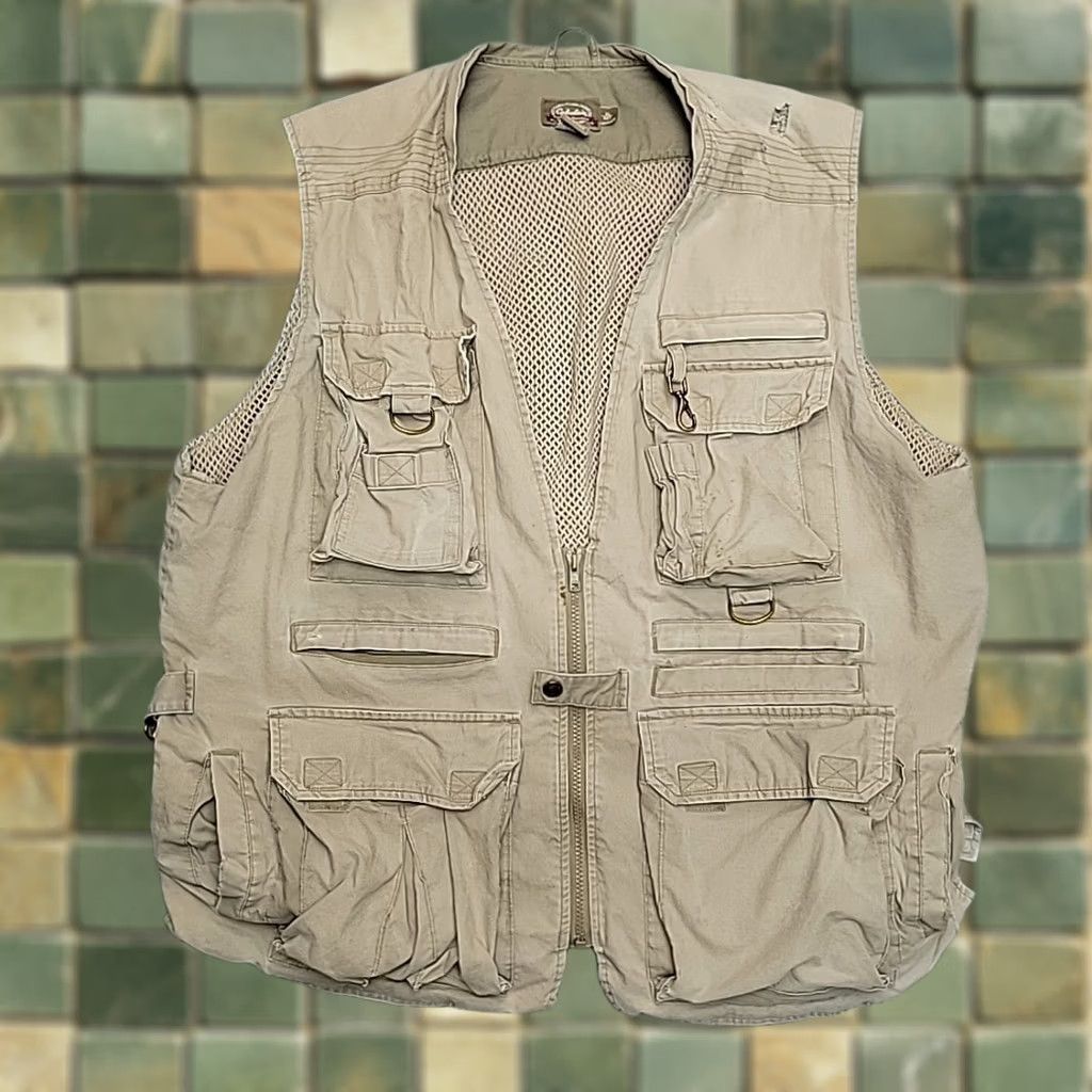 Vintage Cabela's Safari Vest Mens XL Khaki Beige Multi Pocket Utility Outdoors Photo Vest Size US XL / EU 56 / 4 - 1 Thumbnail