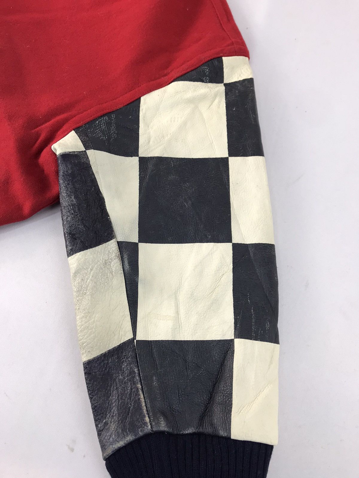 Junko Shimada Junko Shimada Part 2 Varsity Jacket Checked Leather Sleeve Size US L / EU 52-54 / 3 - 12 Thumbnail