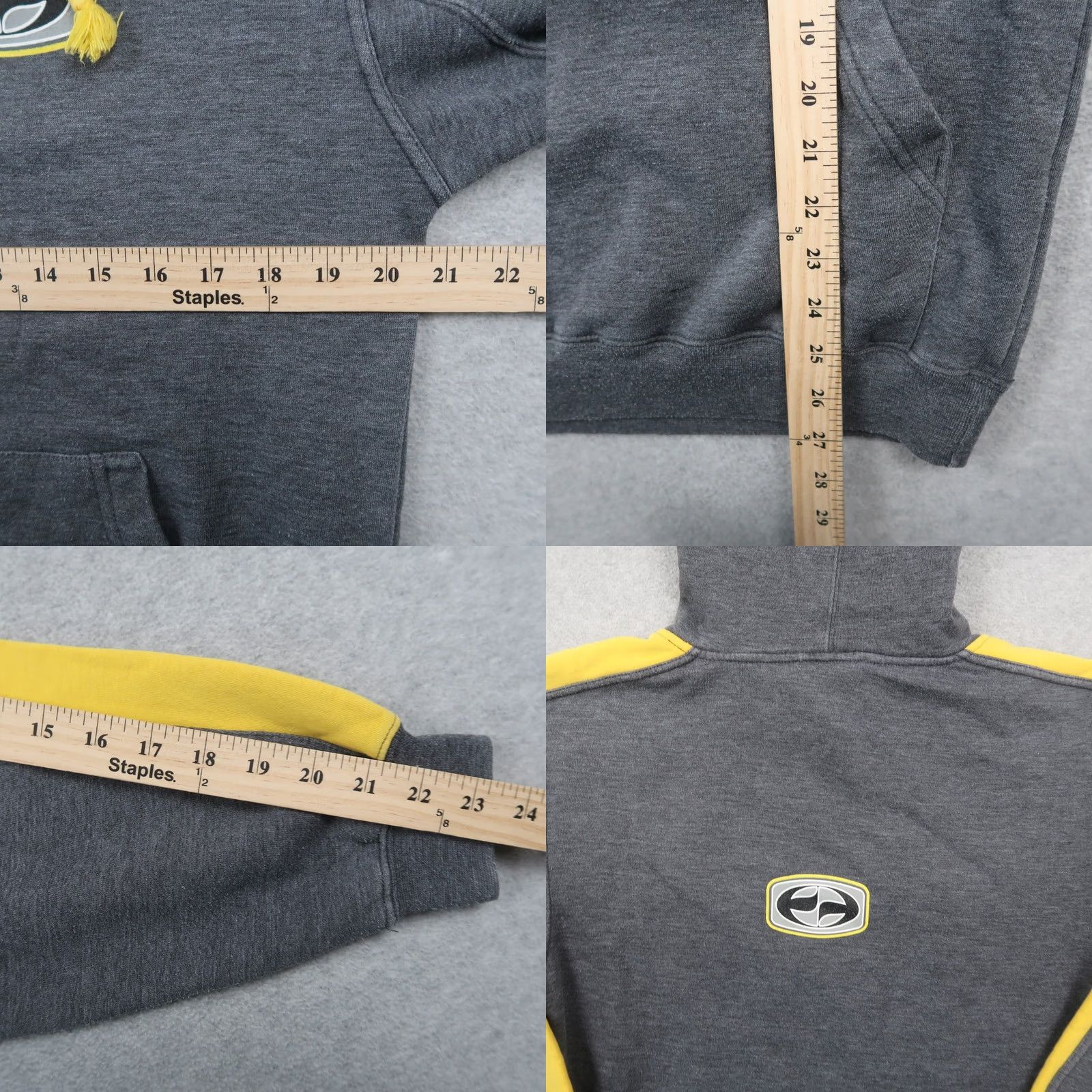 Vintage VINTAGE Split Hoodie Mens S Gray Yellow Fleece Pullover Skateboarding Shirt Size US S / EU 44-46 / 1 - 8 Thumbnail