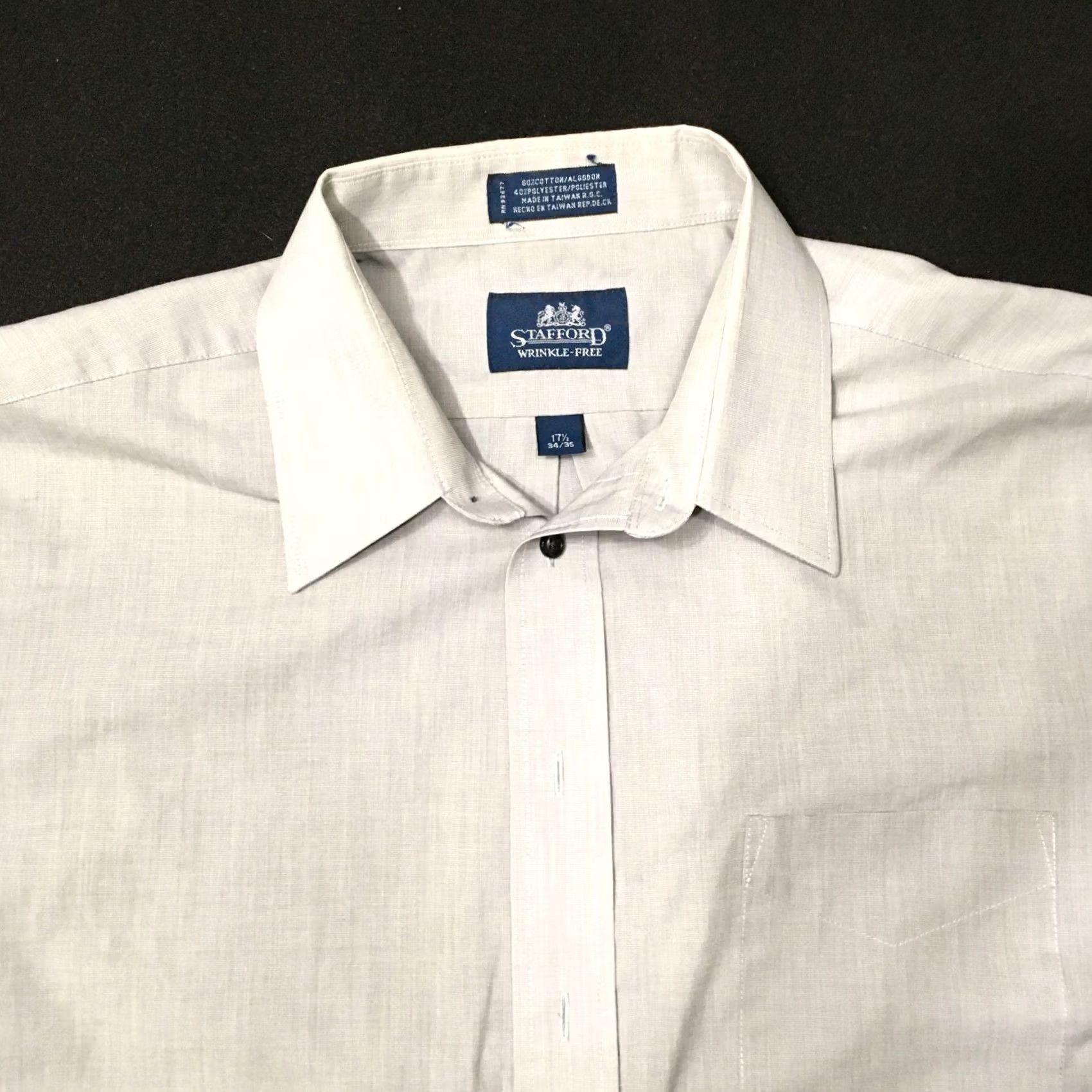 Stafford Stafford WRINKLE FREE Button-Down Shirt Mens 17.5 34/35 GRAY Regular Fit Business Workwear Casual Size US XXL / EU 58 / 5 - 2 Thumbnail