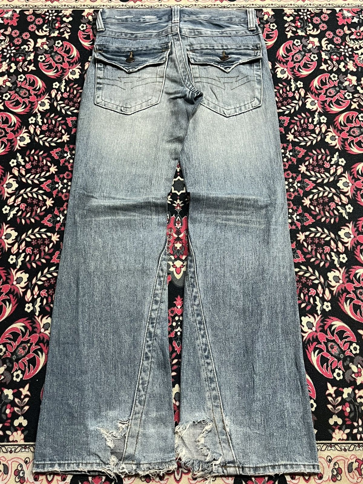 Tornado Mart Vintage Japanese Brand Blue Washed Distressed Flare Jeans Size US 28 / EU 44 - 2 Thumbnail