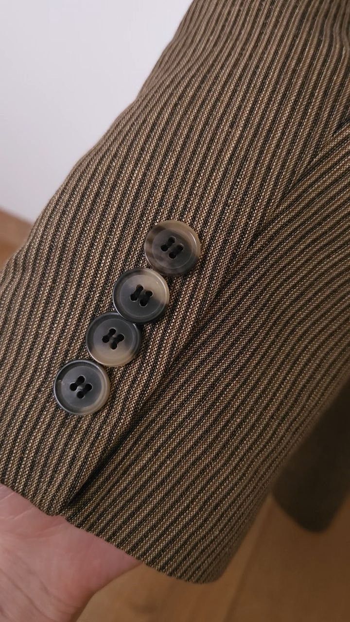 Hugo Boss Vintage Hugo Boss Sunderland Linen & Cotton Striped Blazer Size 44L - 4 Thumbnail