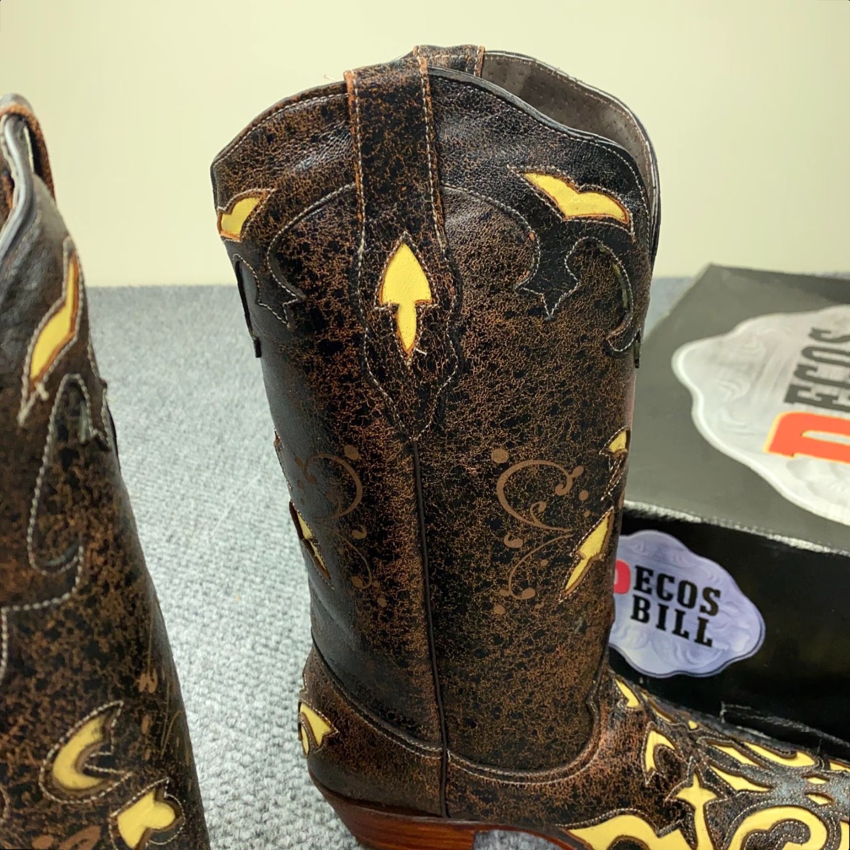 Vintage VINTAGE Pecos Bill Western Boots Womens 8 Brown Leather Cowgirl Fancy Inlay Mid-Calf Block Heel Size US 8 / IT 38 - 5 Thumbnail