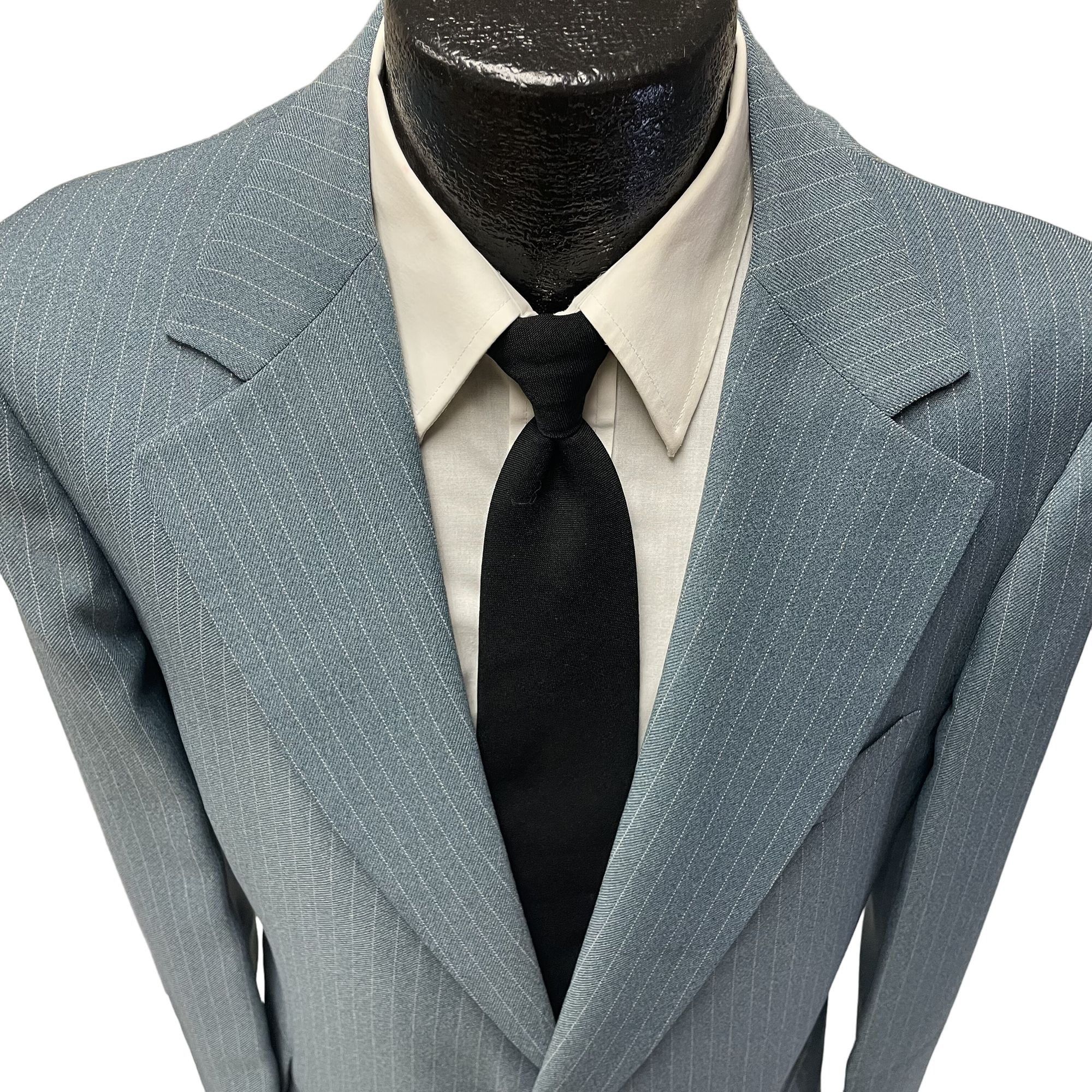 Other Vtg Rodneys Blue MOD Sport Coat CHALK STRIPE Disco Jacket Size 42R - 2 Thumbnail