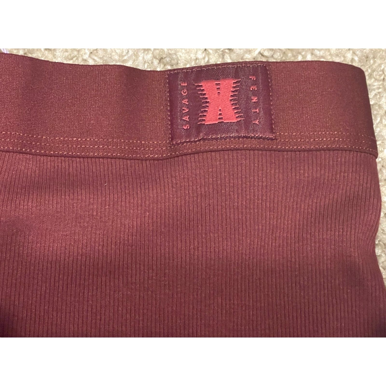 Vintage Savage X Fenty Women's Rib Knit Xssentials Boy Short Red Cocoa Sz Small NWT Size 28" / US 6 / IT 42 - 2 Thumbnail