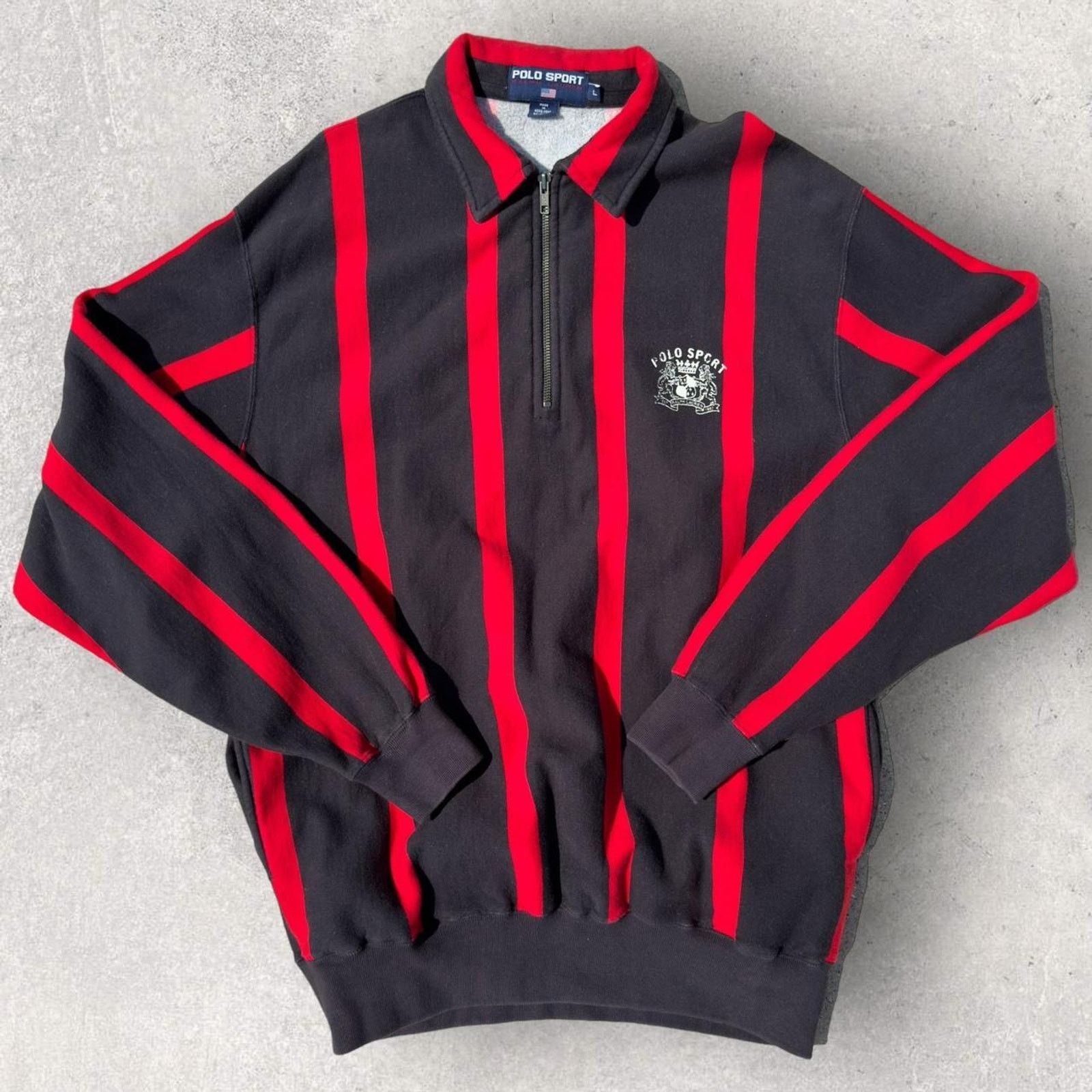Polo Ralph Lauren × Vintage Vintage 90s Polo Sport Ralph Lauren 1/2 Zip Sweatshirt Size US L / EU 52-54 / 3 - 1 Thumbnail