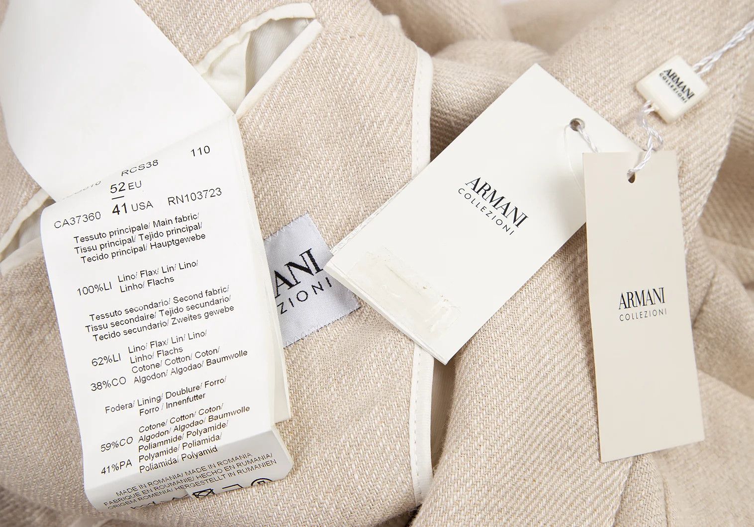 Armani Collezioni Linen 3-Button Jacket in Ivory Size 52 Size US XXS / EU 40 - 14 Thumbnail