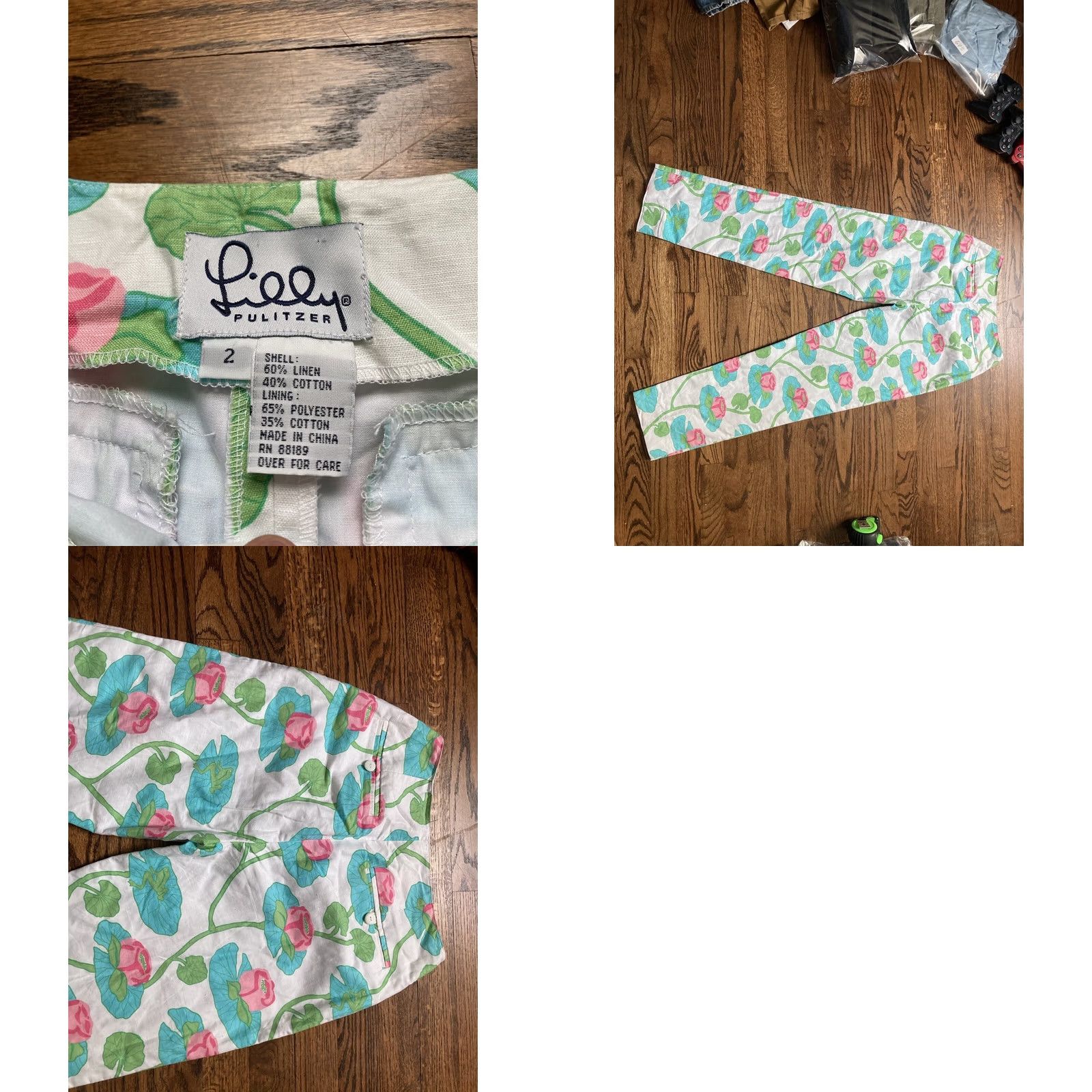 Lilly Pulitzer Lilly Pulitzer Pants Women's Linen Blend White Color Frogs Floral 26x28 Size 2 Ankle Beach Size 26" / US 2 / IT 38 - 8 Thumbnail
